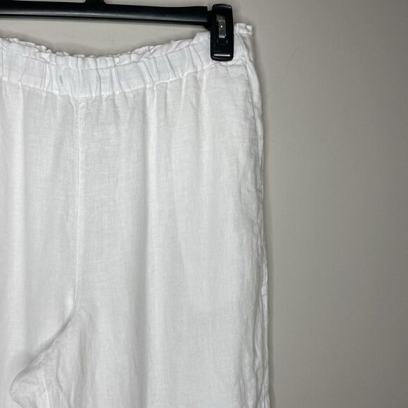 J.CREW Linen Pants Women Medium White Pull-On Straight Leg Lined Pockets BW527 - Picture 2 of 14